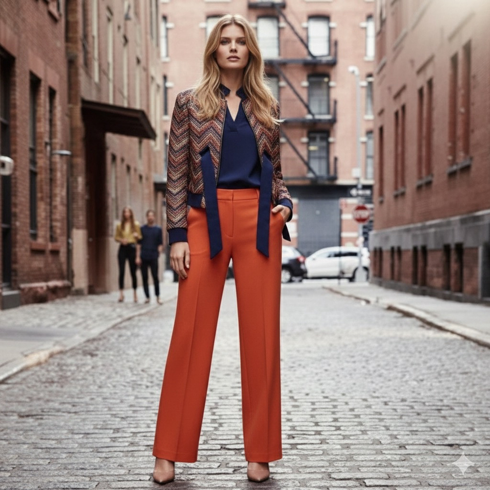 Chelsea28 Burnt Orange Straight Leg Full Length Trousers Size 6